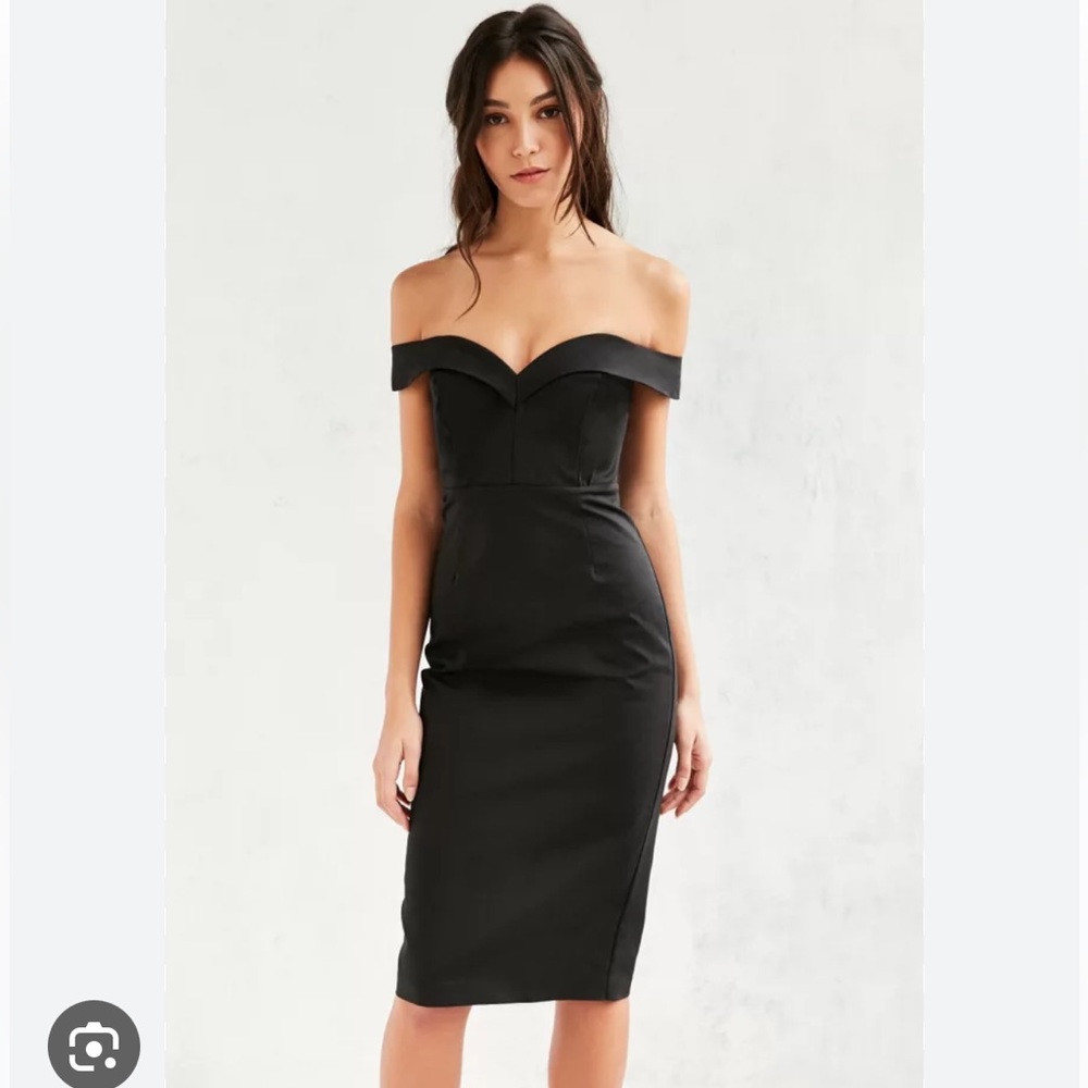BARDOT black date night off the shoulder sweetheart midi dress size XS